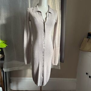 Wilfred Cream Long Sleeve Button-Up Dress
